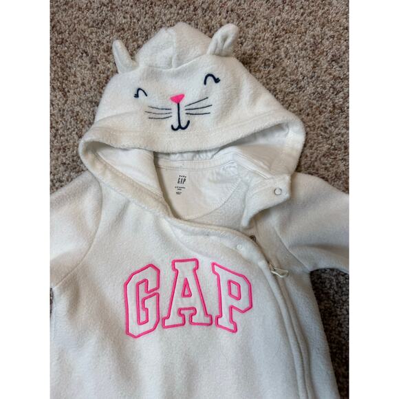 BABY GAP Baby Outerwear/coat/Bunting, 6-12 mos; White & Pink Cat head w/ ears! - Picture 9 of 9